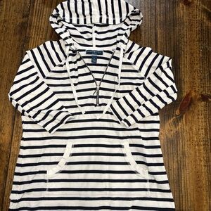 Karen Scott Black and White Striped Hoodie